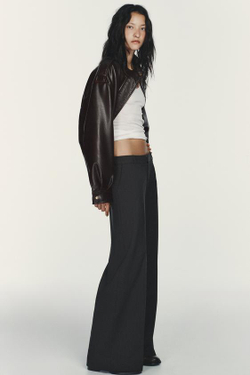 ZARA РАСКЛЕШЕННЫЕ БРЮКИ В ПОЛОСКУ С НИЗКОЙ ПОСАДКОЙ, ЧЕРНЫЙ/ОРАНЖЕВЫЙ