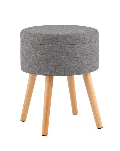 Пуф с ящиком Store Woody рогожка серая