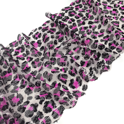Кружево эластичное леопардовое розовое 16,5 см
