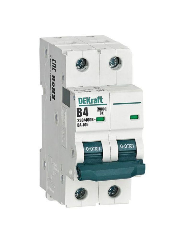 Выключатель автоматический модульный 2п B 4А 10кА ВА-105 DEKraft 13114DEK Выключатель автоматический модульный 2п B 4А 10кА ВА-105 DEKraft 13114DEK
