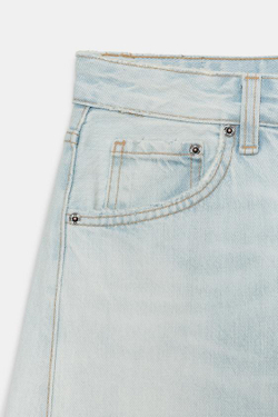 ZARA ДЖИНСЫ TRF BAGGY BALLOON СО СРЕДНЕЙ ПОСАДКОЙ, ГОЛУБОЙ