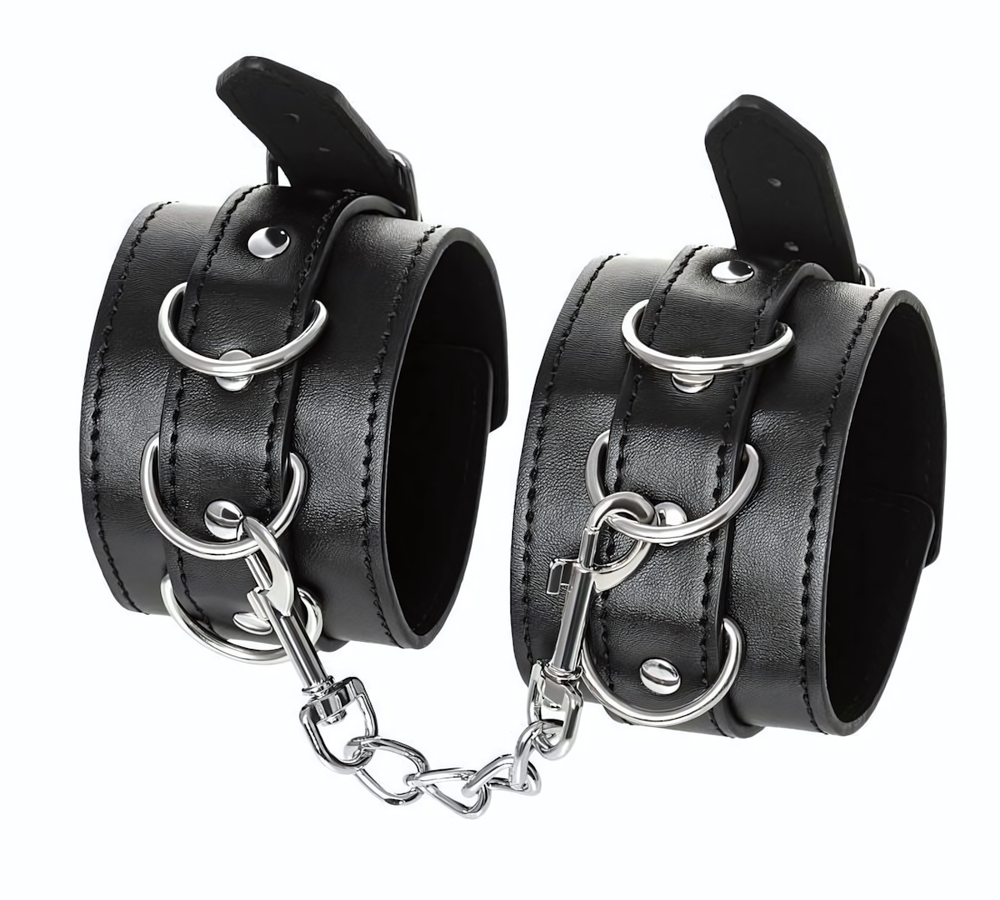 Черные оковы Anonymo из искусственной кожи (Цвет: черный)