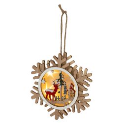 Светильник ЭРА ENGDS-6L новогодний светодиодный Снежинка подвесной 15 см 2*ААА