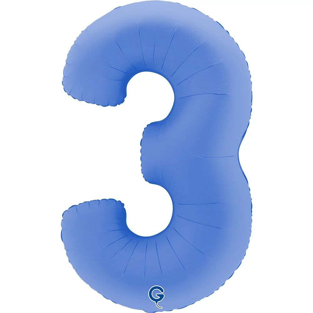 G Шар (40''/102 см) Цифра, 3, Голубой Лотос, Матовый (БГ-60)