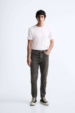 ZARA ДЖИНСЫ CROPPED SLIM, УГОЛЬНЫЙ