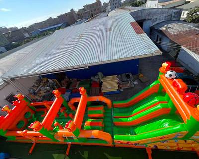 Коммерческая надувная полоса препятствий «Огненный рубеж», 15×3×4 м