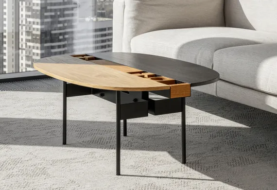 Журнальный столик Between S, 90х64х37 см, черный ясень