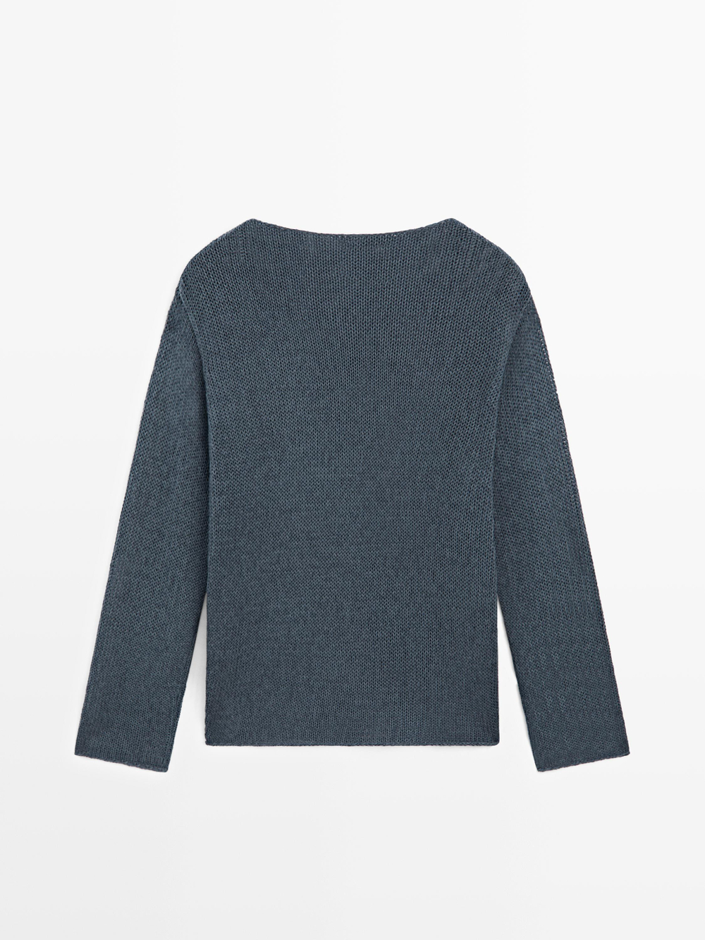 Massimo Dutti Свитер из смесового хлопка с ажурным узором, синий