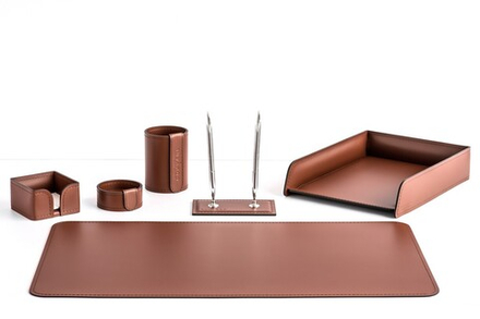 Настольный набор из кожи цвет каштан 6 предметов №22