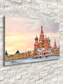 Фото картина на стекле / на стену / в подарок "Москва" 28х40 см. Декор для дома, подарок