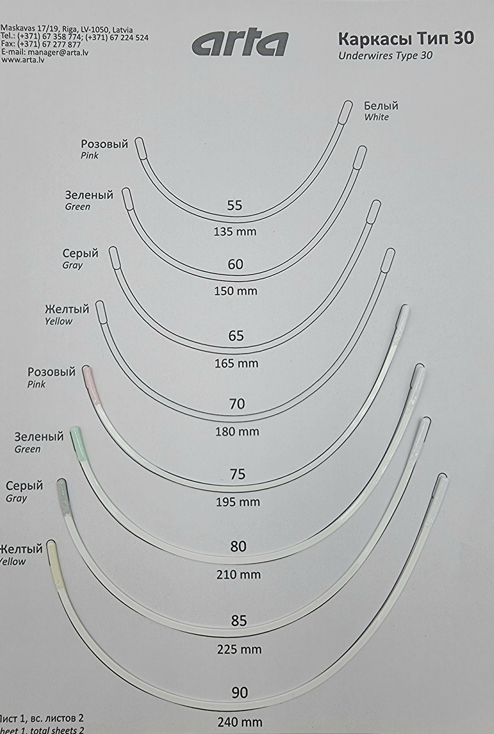 Каркасы для бюстгальтера с нейлоновым покрытием тип 30
