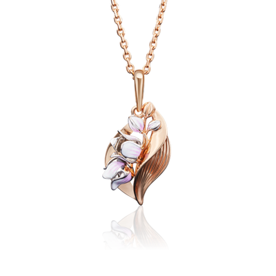 Подвеска «Ландыш» из комбинированного золота с эмалью