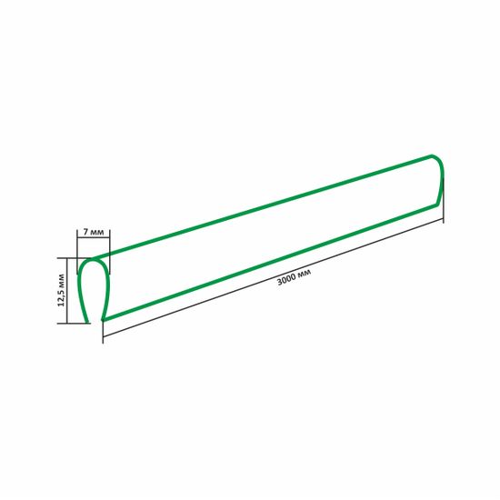 ПВХ профиль, U-НОРМ (клеммшина) 5мм, зеленый глянцевый, 3м