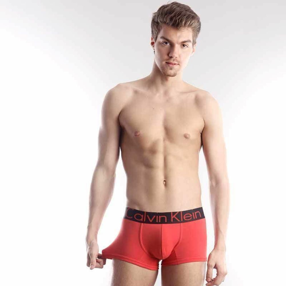 Мужские трусы хипсы красные с черной резинкой Calvin Klein Steel Red Black Waistband Boxer