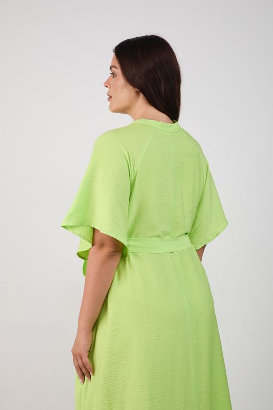 Платье-туника из жатой вискозы, лайм