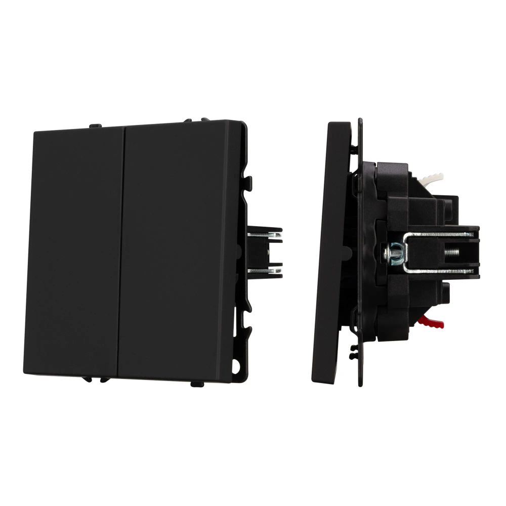 Механизм выключателя двухклавишный непроходной SWT-NOBE-MK02-SFPL-BK (230V, 10A) (Arlight, Черный оникс) 054252