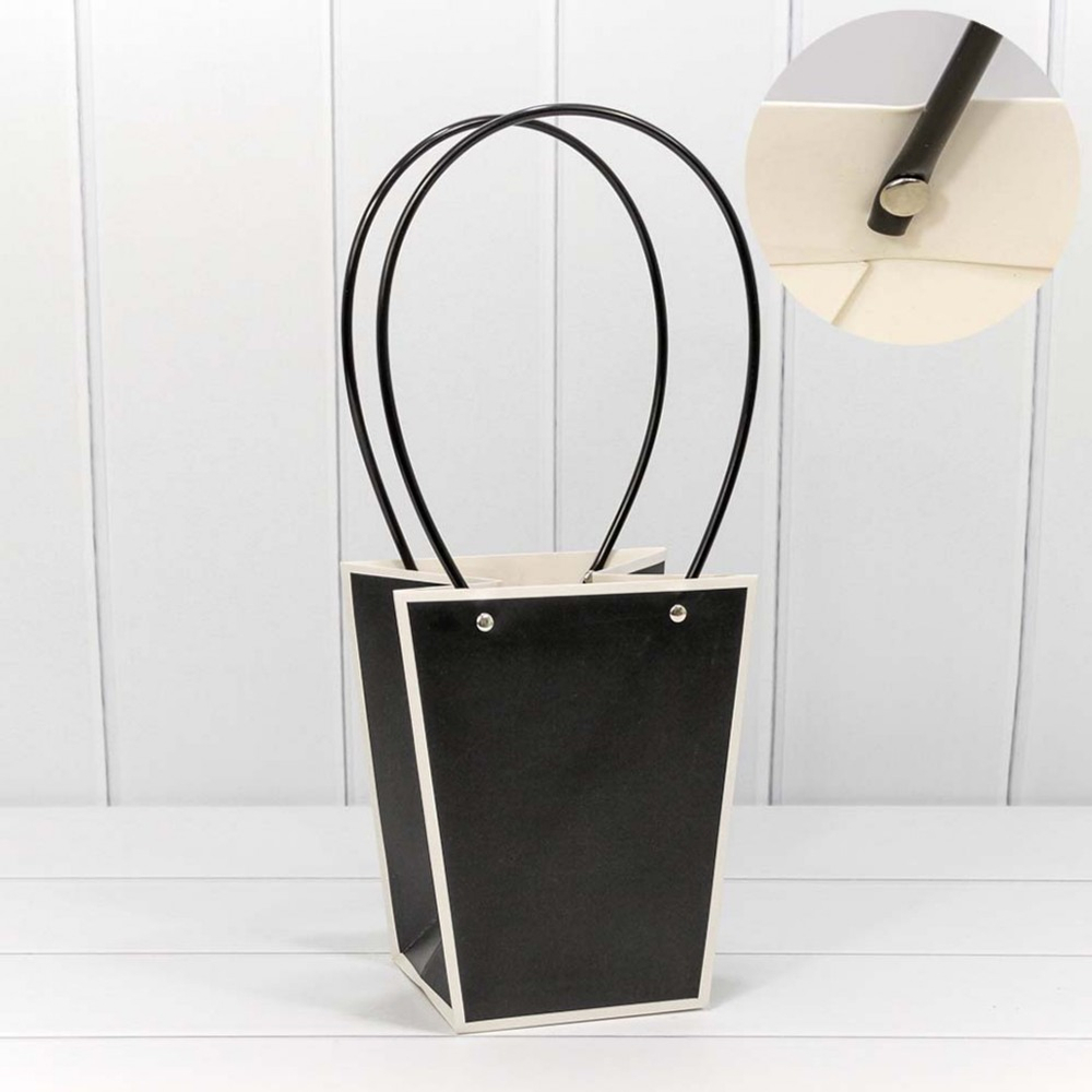 Пакет подарочный 20х17х12см Ваза для цветов (Черный)