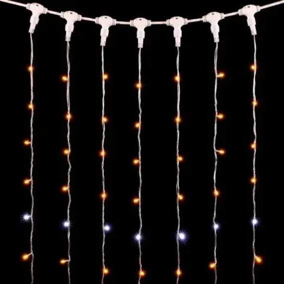 Светодиодный занавес 2*2 м., 400 желтых LED ламп, мерцание, прозрачный провод ПВХ, LTC (PCL402BLW-10-2Y)