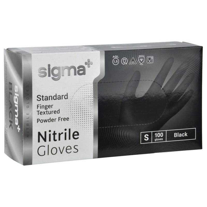 Перчатки одноразовые SIGMA нитрил Standart S черные 100 шт/уп 10 уп/кор