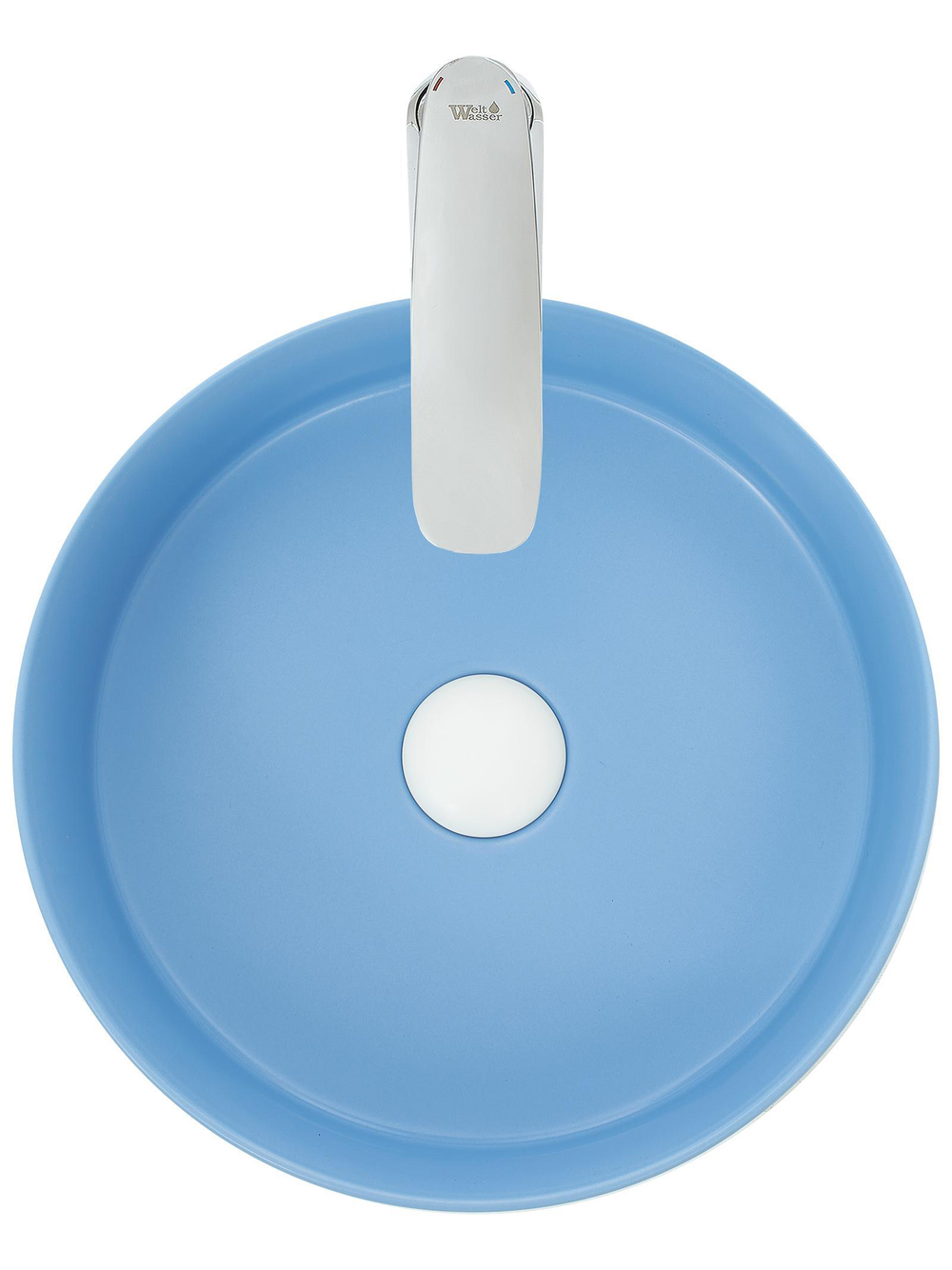 Раковина накладная (матовая голубая) WeltWasser WW  ELBACH 3134 MBL 355х355х120