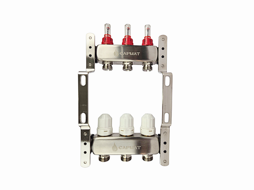 Коллекторная группа с расходомерами САРМАТ 1"x3/4" 3 вых. нерж SS2000 (CN)