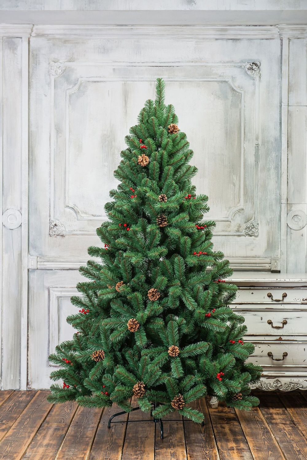 Елка с шишками и ягодами «Новогодняя сказка» (пвх) 150 см / 1.5 м