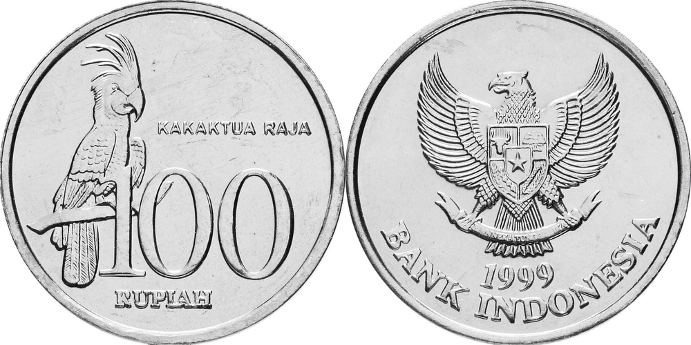 Индонезия 100 рупий, 1999-2005 Какаду UNC