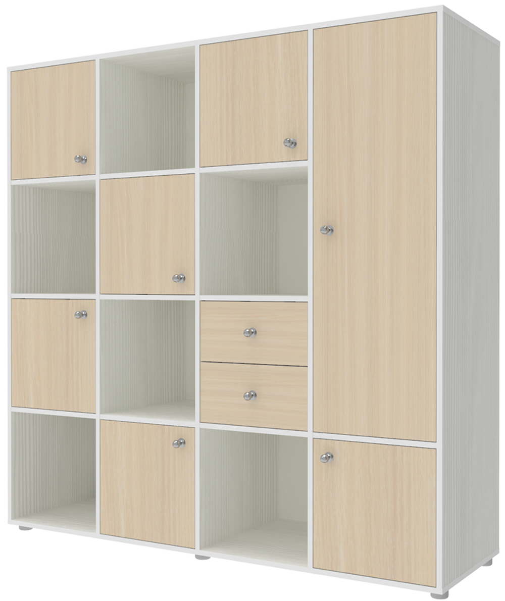 Стеллаж КарИВи Джери 2 Белое Дерево  Дуб Молочный