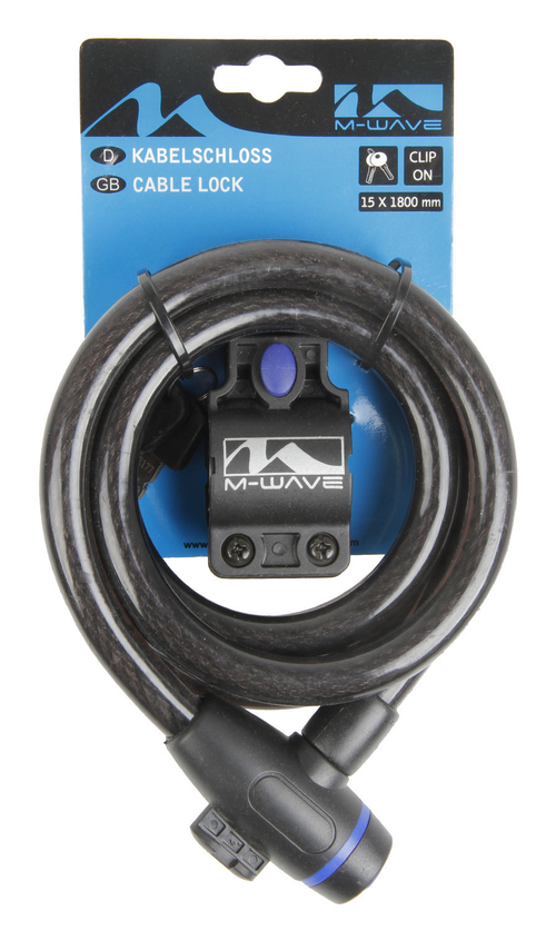 Замок вело 15х1800мм автом. с защ. колпачком полупрозр. с крепл. M-WAVE