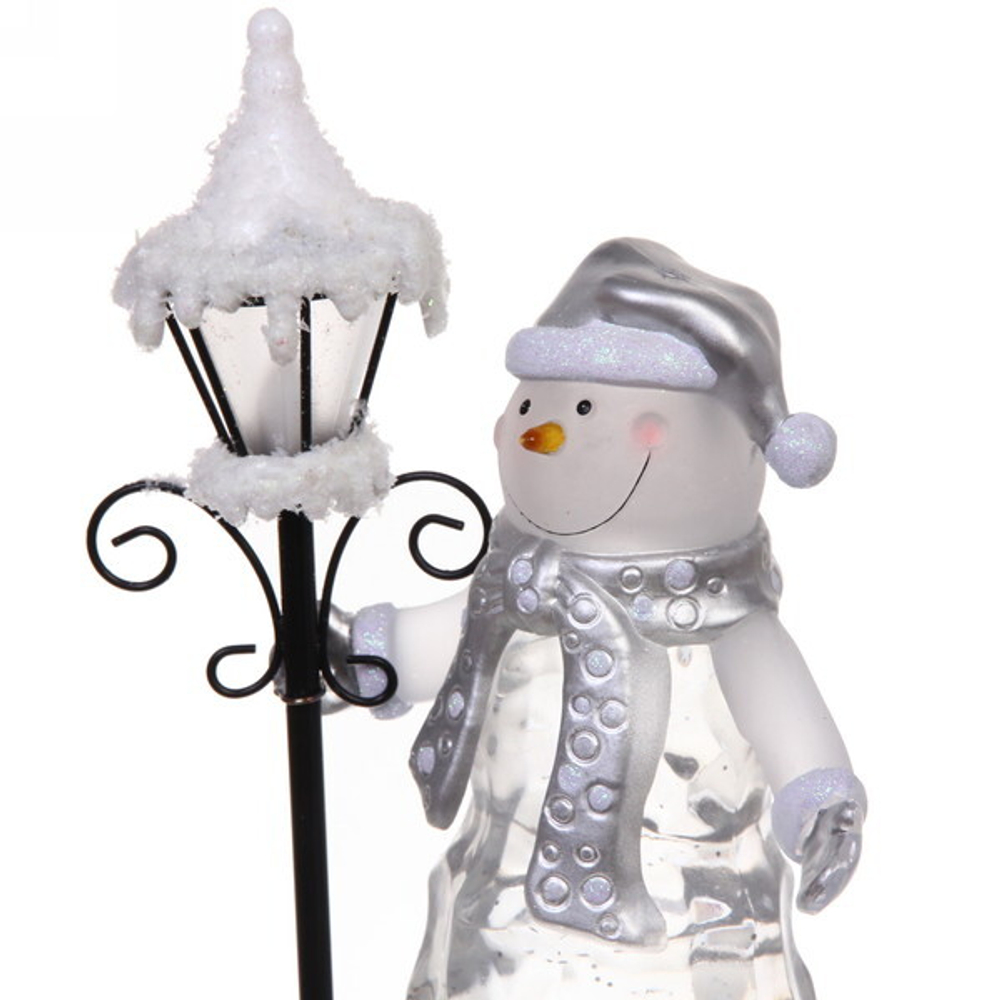 Фигурка с подсветкой «Снеговик с фонарем» 27 см, серебро