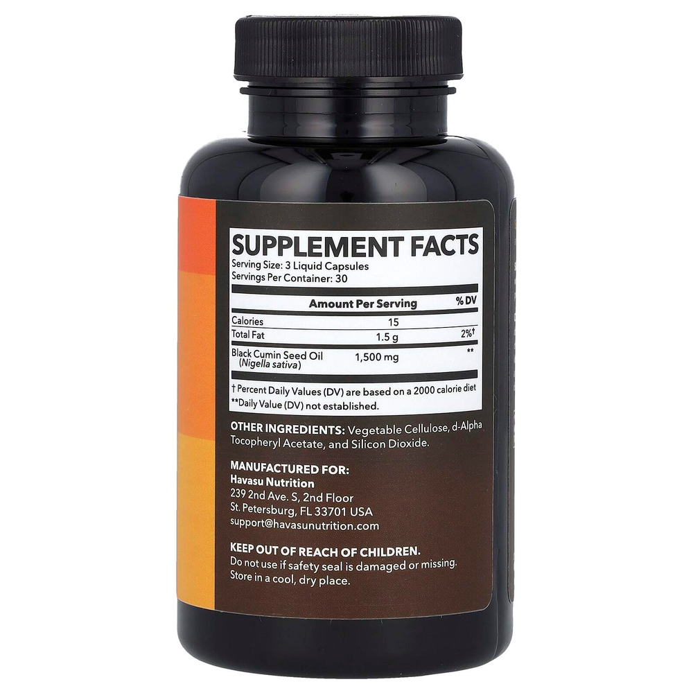 Havasu Nutrition, Black Seed, масло холодного отжима, 90 жидких капсул (500 мг на капсулу)
