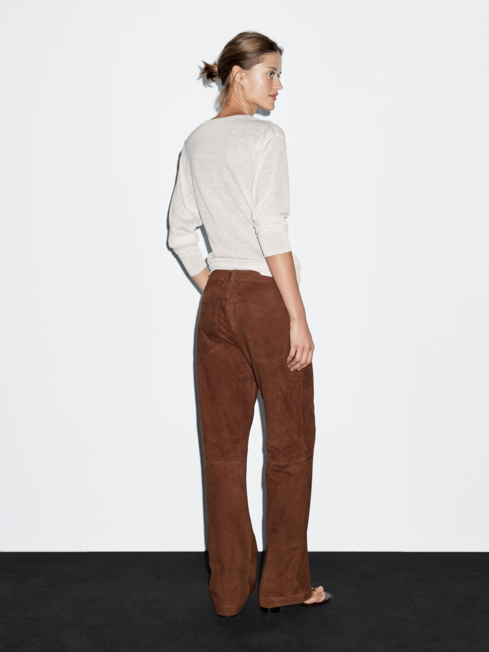 Massimo Dutti Замшевые брюки, коричневый