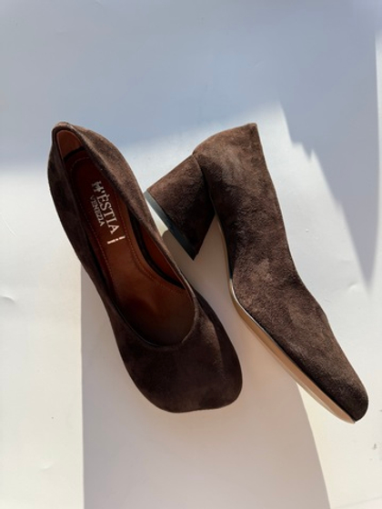 Туфли на устойчивом каблуке в цвете горький шоколад