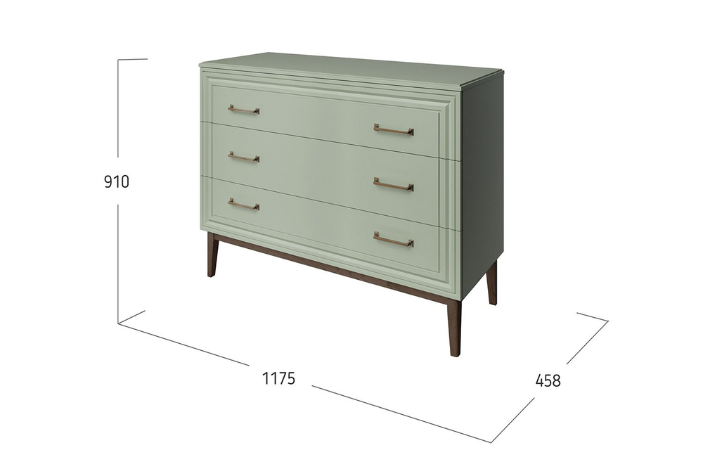 Комод 3 ящика Гориция Зелёный самшит