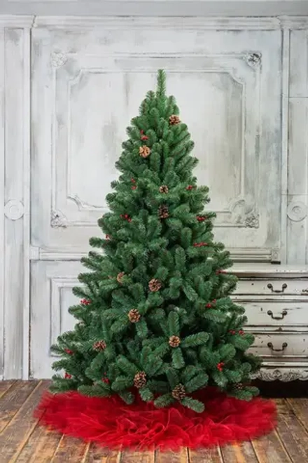 Искусственная елка Новогодняя сказка с шишками и ягодами 210 см., мягкая хвоя, ЕлкиТорг (15210)