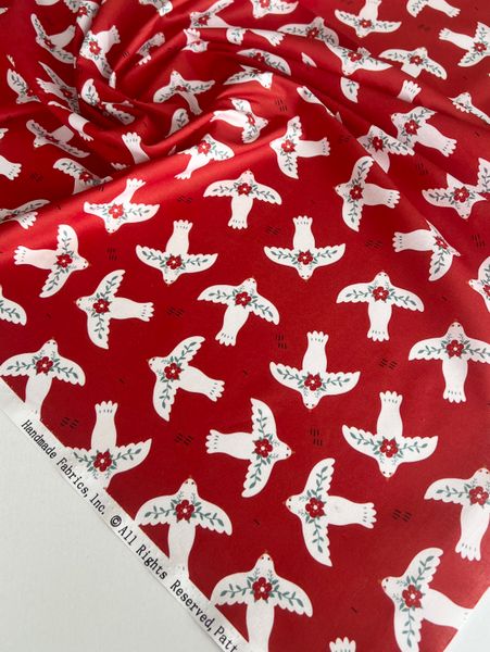 БЕЛЫЕ ПТИЧКИ НА КРАСНОМ, 100% хлопок 3