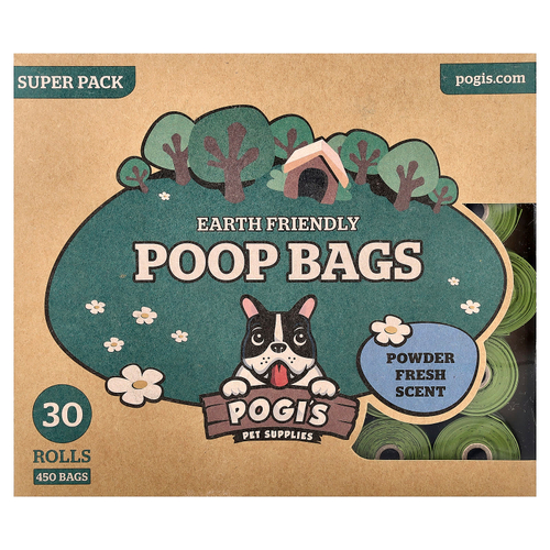 Pogi's Pet Supplies, Earth Friendly, пакеты для уборки, суперупаковка, свежая свежесть, 30 рулонов, 450 пакетиков
