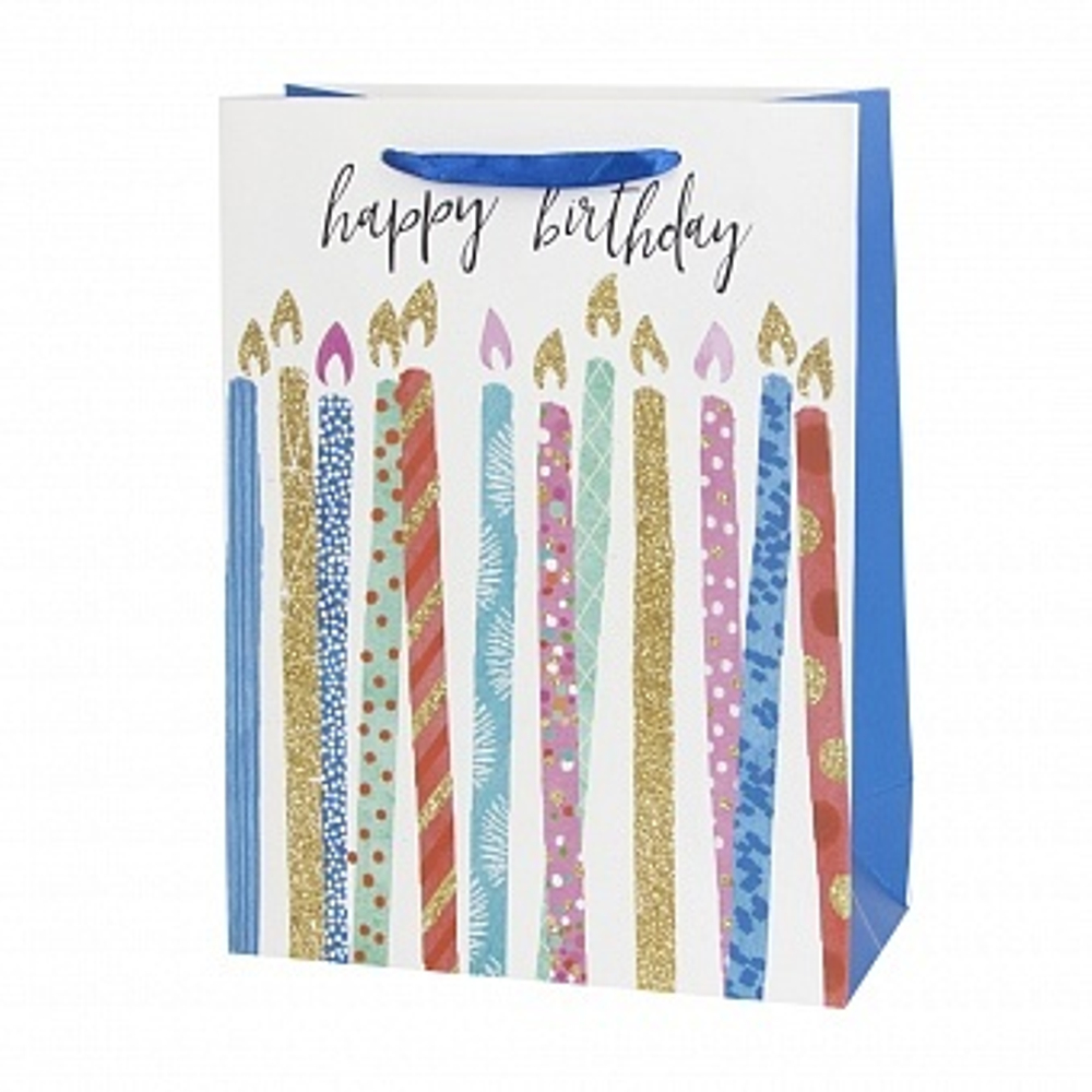 Пакет подарочный Заветный День Рождения с блестками 32*26*10 см.