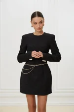 Платье с плечиками,Черный