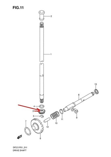 Suzuki 57300-97JL0-0000 Шестерня малая DF2.5 (57311-97J00-0000) Оригинал до 2012г