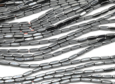 грис39-ч Гематит рис 3*9мм, черный, нить 39см