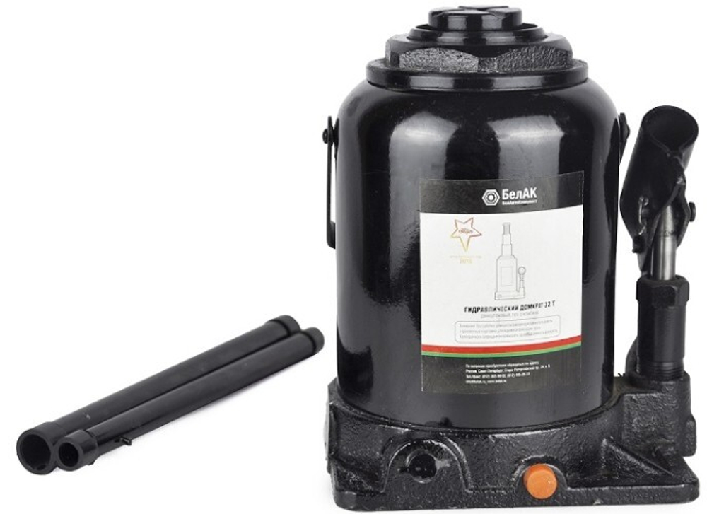 Домкрат бутылочный двухштоковый БелАК 32 тонн 235/415 мм (БАК.20050) БАК.20050