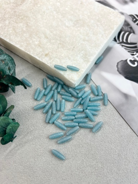 Стеклянные матовые бусины, серо-синие 12*3 мм, 50 шт