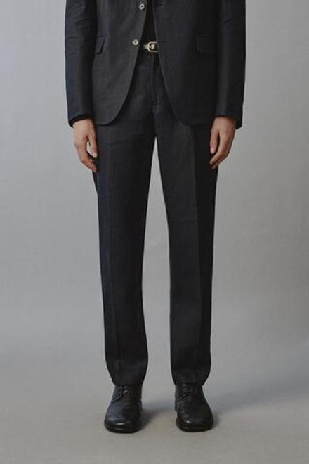 ZARA КОСТЮМНЫЕ БРЮКИ ИЗ 100% ЛЬНА, МОРСКОЙ СИНИЙ