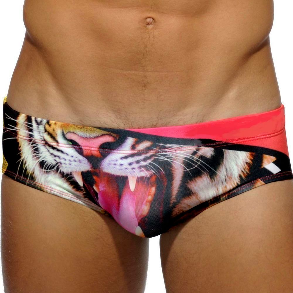 Мужские плавки брифы красные с принтом Addicted