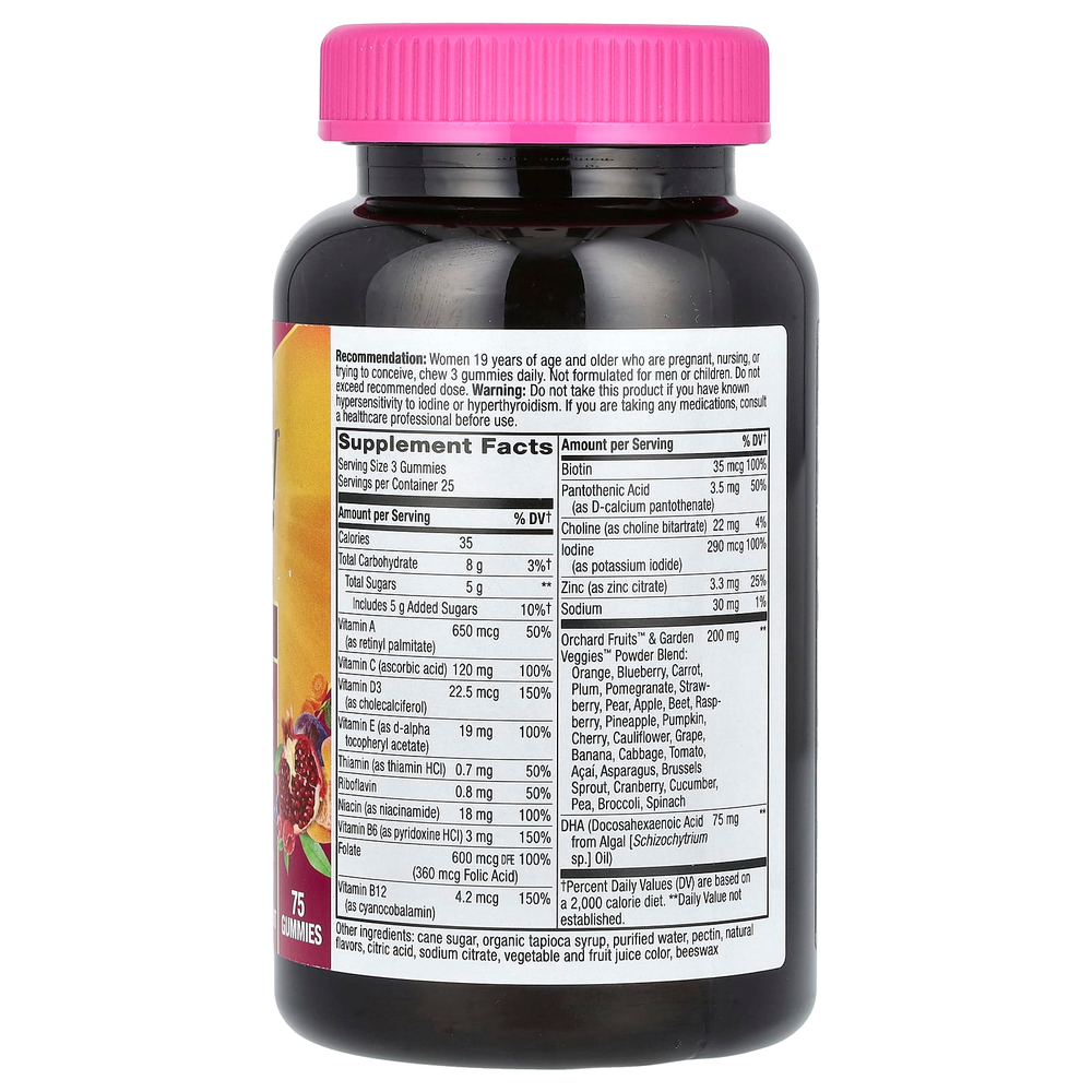 Nature's Way, Alive! Daily Support Premium Prenatal, витамины для беременных, клубника и лимон, 75 жевательных таблеток