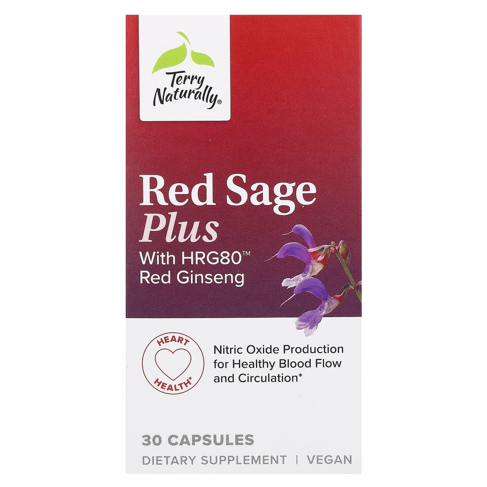 Terry Naturally, Red Sage Plus с HRG80 красным женьшенем, 30 капсул