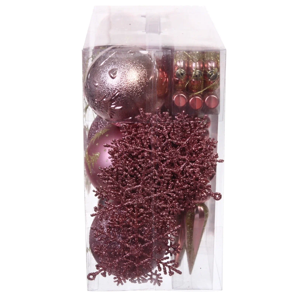 Набор ёлочных украшений «Wish» 6 см + 4 см (50 предмета), Розовое золото