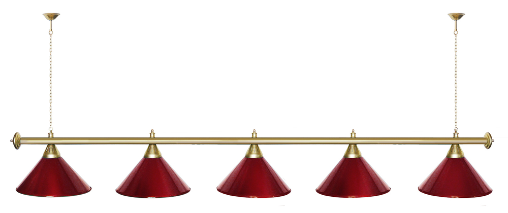 Лампа STARTBILLIARDS 5 пл. (плафоны зеленые,штанга зеленая,фурнитура золото)