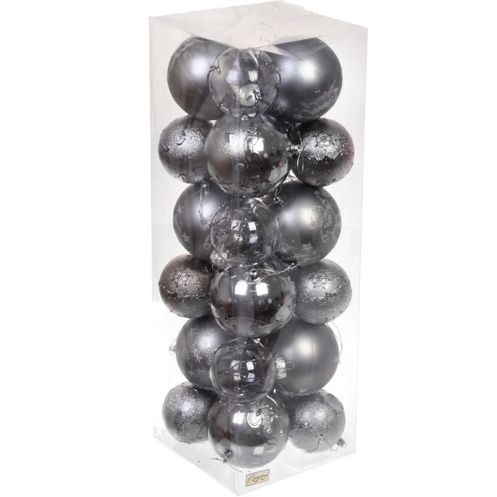 Набор шаров «Wonderful highlights» 8 см + 10 см (24 предмета), Графит